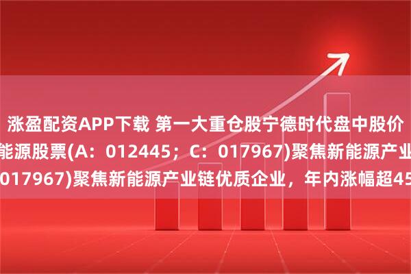 涨盈配资APP下载 第一大重仓股宁德时代盘中股价创历史新高！华富新能源股票(A：012445；C：017967)聚焦新能源产业链优质企业，年内涨幅超45%