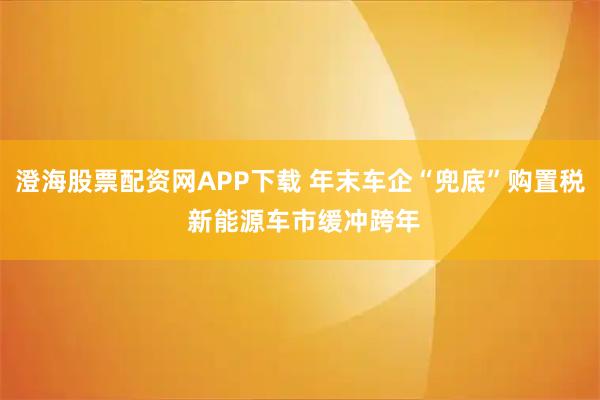澄海股票配资网APP下载 年末车企“兜底”购置税 新能源车市缓冲跨年